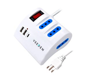 Alargador múltiple 3 posiciones 1 USB-C + 2 USB-A 2 m 10A 250V blanco