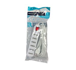 Alargador múltiple 6 posiciones 5 m 10A 250V blanco