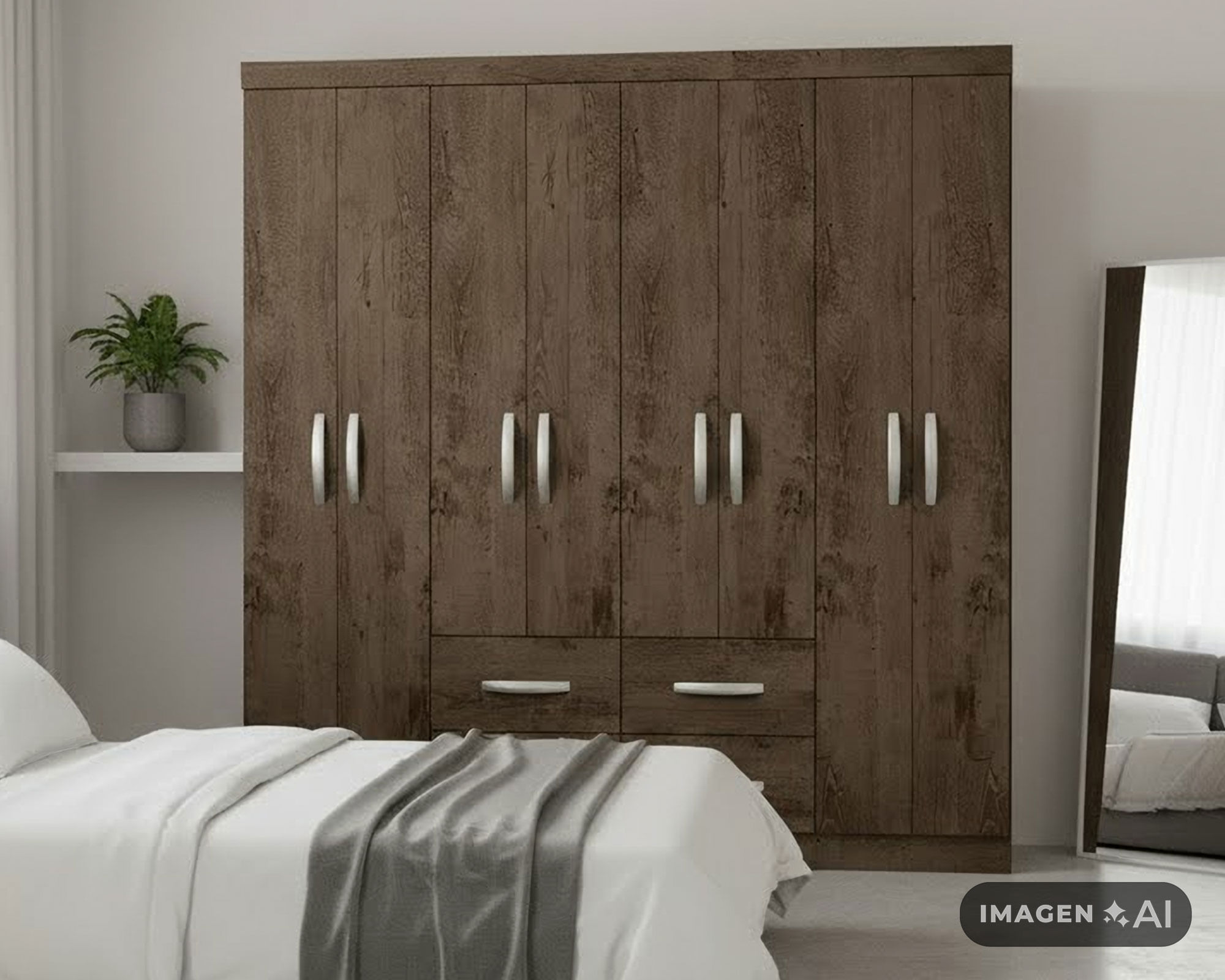 Clóset 8 puertas 4 cajones tabaco 183x40x177 cm | Easy.cl
