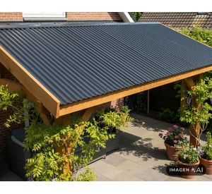 Teja metálica acero prepintado Micro Ondulado 79.6x250 cm 0.35 mm negro