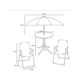 Mesa + 2 sillas con quitasol Bluey