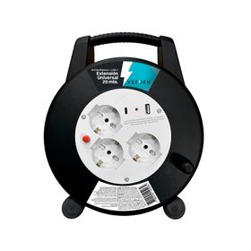 Carrete alargador 3 posiciones schuko 20 m 10A 250V negro