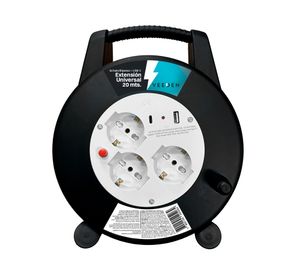 Carrete alargador 3 posiciones schuko 20 m 10A 250V negro