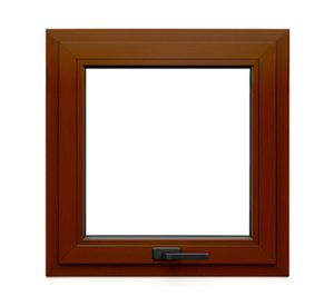 Ventana Proyectante PVC alemán termopanel Blindex 50x50 cm nogal