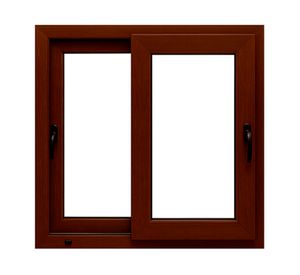 Ventana corredera PVC alemán termopanel Blindex 100x100 cm nogal