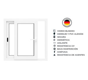 Ventana corredera 91x55 cm PVC alemán termopanel Blindex blanco