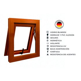 Ventana termopanel Proyectante PVC 50x50x10 cm roble dorado