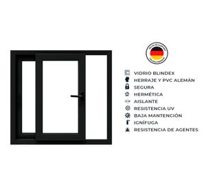 Ventana corredera 100x100 cm PVC alemán termopanel Blindex antracita