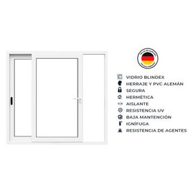 Ventana corredera 195x205 cm PVC alemán termopanel Blindex blanco