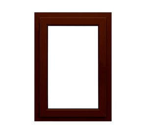 Ventana fija PVC alemán termopanel Blindex 70x120 cm nogal