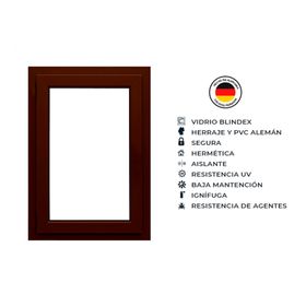 Ventana fija 120x170 cm PVC alemán termopanel Blindex nogal