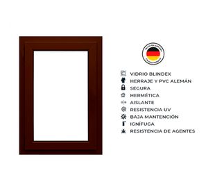 Ventana fija PVC alemán termopanel Blindex 70x120 cm nogal