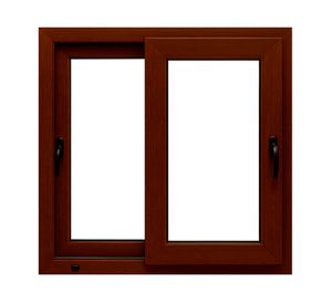 Ventana corredera PVC alemán termopanel Blindex 121x100 cm nogal