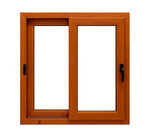 Ventana corredera PVC alemán termopanel Blindex 100x100 cm roble dorado