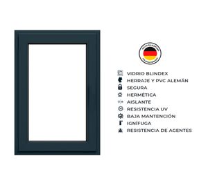 Ventana fija PVC alemán termopanel Blindex 70x120 cm antracita