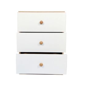 Velador York natural/blanco 3 cajones