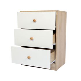 Velador York natural/blanco 3 cajones