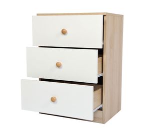 Velador York natural/blanco 3 cajones