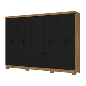 Clóset Viena acacia/negro 10 puertas 2 cajones 2 zapateras
