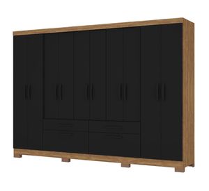 Clóset Viena acacia/negro 10 puertas 2 cajones 2 zapateras