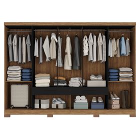 Clóset Viena acacia/negro 10 puertas 2 cajones 2 zapateras