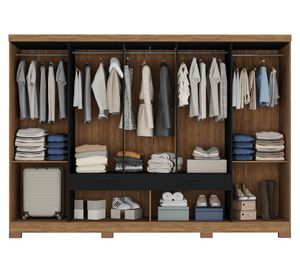 Clóset Viena acacia/negro 10 puertas 2 cajones 2 zapateras