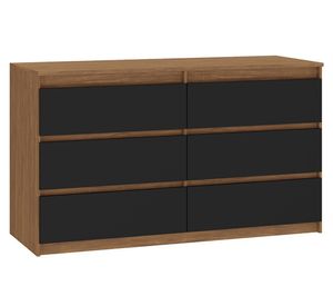 Cómoda Grecco acacia/negro 6 cajones