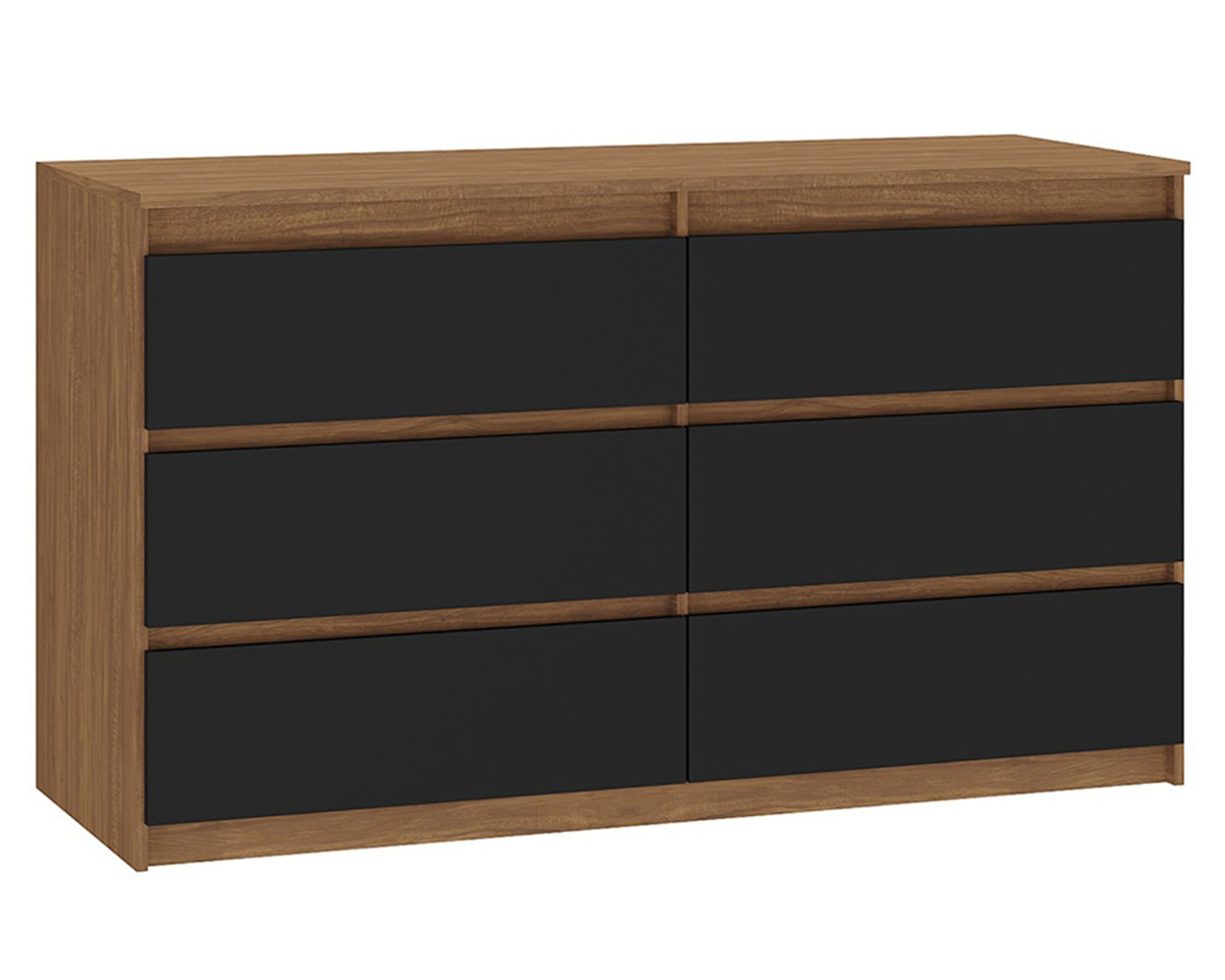 M+Design Cómoda Grecco acacia/negro 6 cajones