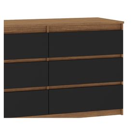 Cómoda Grecco acacia/negro 6 cajones