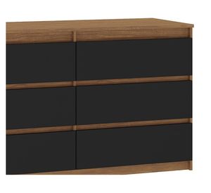 Cómoda Grecco acacia/negro 6 cajones