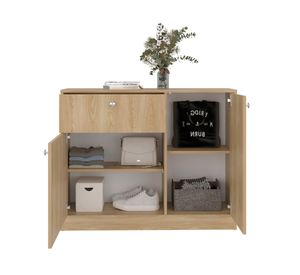 Cómoda 2 puertas 1 cajón Praga fresno europeo 80x100x30.2 cm