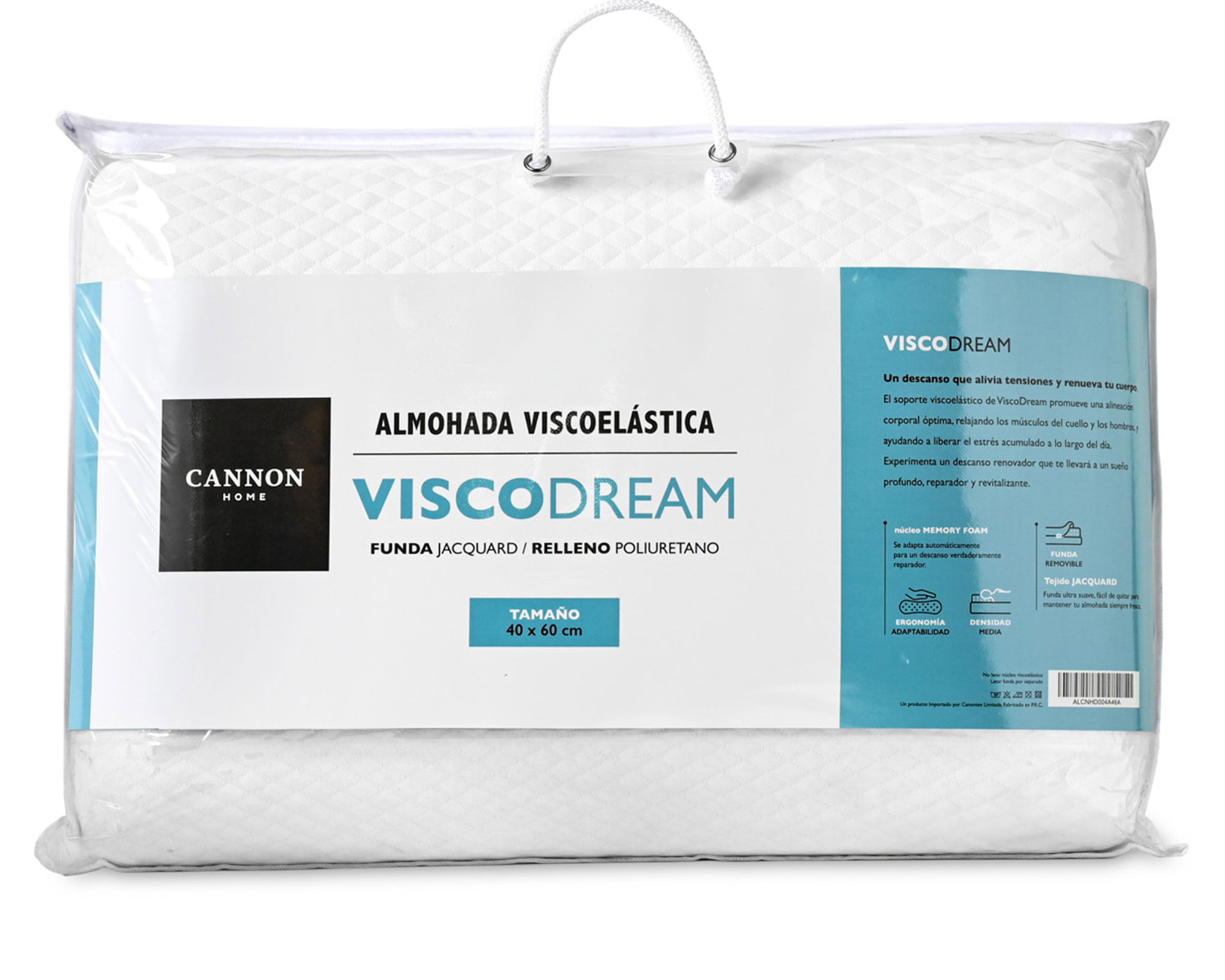 Cannon Almohada Viscodream poliuretano blanco 40x60 cm