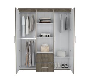 Clóset 4 puertas 2 cajones Bariloche bellota/blanco 177.9x150.3x50.4 cm