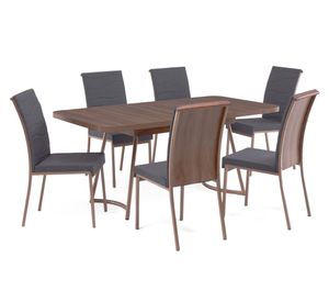 Comedor 6 sillas Roma canela/grafito 74.5x170x90 cm