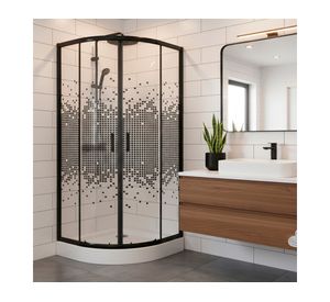 Shower door curvo Mosaic negro 90x90 cm