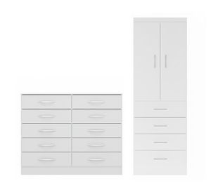 Combo Clóset 2 puertas 4 cajones + Cómoda 10 cajones blanco