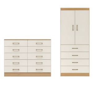 Combo Clóset 2 puertas 4 cajones + Cómoda 10 cajones café/beige