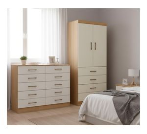 Combo Clóset 2 puertas 4 cajones + Cómoda 10 cajones café/beige