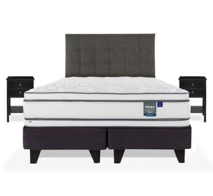 Cama Europea Majesty king respaldo Design grafito + 2 veladores Rover