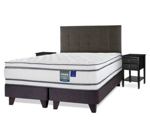 Cama Europea Majesty king respaldo Design grafito + 2 veladores Rover