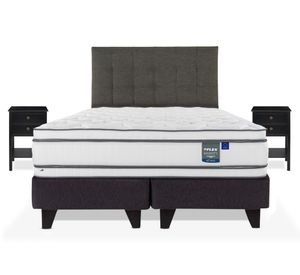 Cama Europea Majesty súper king respaldo Design grafito + 2 Veladores