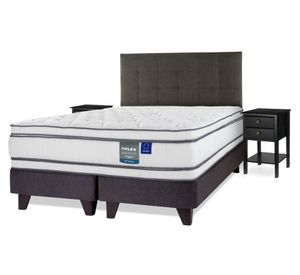 Cama Europea Majesty súper king respaldo Design grafito + 2 Veladores