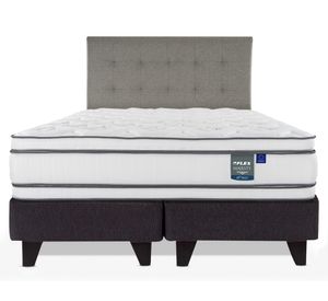Cama Europea Majesty 2 plazas base dividida + respaldo Design gris