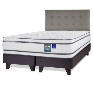 Cama Europea Majesty 2 plazas base dividida + respaldo Design gris