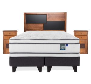 Cama Europea Majesty 2 plazas base dividida respaldo + 2 veladores Colonia