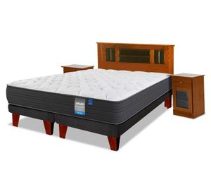 Cama Europea Europedic Dual 2 plazas base dividida respaldo + 2 veladores Lorraine