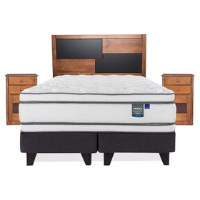 Cama Europea Majesty king respaldo + 2 veladores Colonia