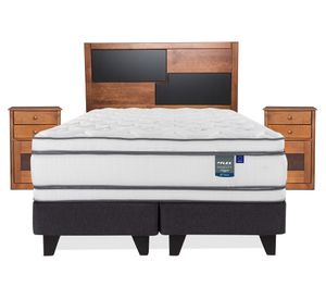 Cama Europea Majesty king respaldo + 2 veladores Colonia