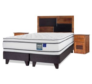 Cama Europea Majesty king respaldo + 2 veladores Colonia
