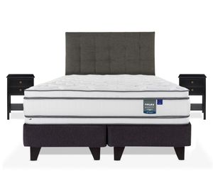 Cama Europea Majesty 2 plazas base dividida respaldo Design grafito + 2 Veladores